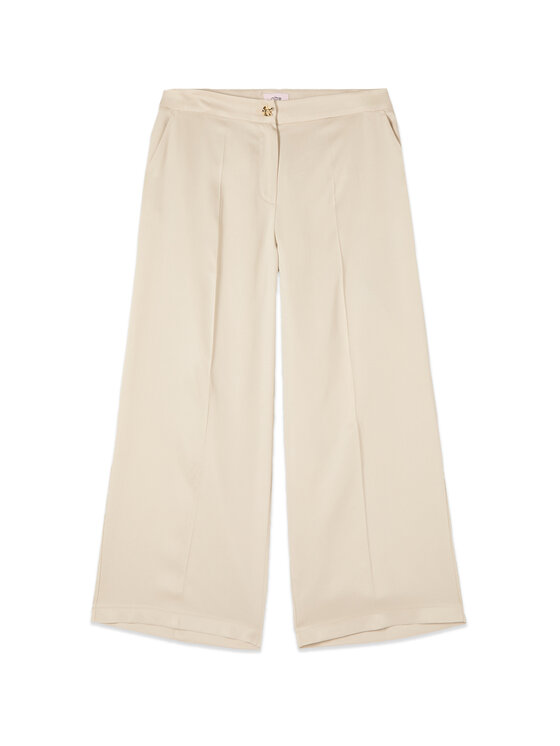 Oltre Oltre Spodnie materiałowe P03JR109363N021 Kremowy Baggy Fit