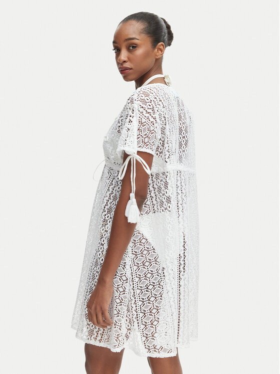 Iconique Iconique Obleka za na plažo Molly IC26-118 Bela Regular Fit