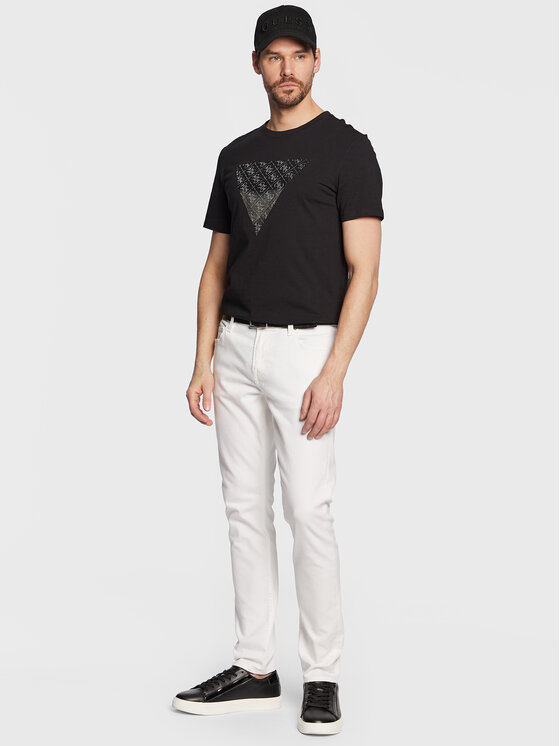 Guess Guess Тишърт Shiny Gel Triangle M3GI33 J1314 Черен Slim Fit