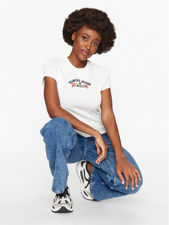 Tommy Jeans Tommy Jeans T-Shirt Bby Floral Flag DW0DW16449 Weiß Slim Fit