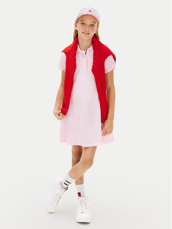 Tommy Hilfiger Sukienka letnia Essential KG0KG08342 Różowy jasny Regular Fit