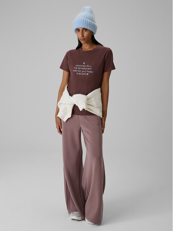 4F 4F T-Shirt SELF LOVE Brązowy ciemny Regular Fit