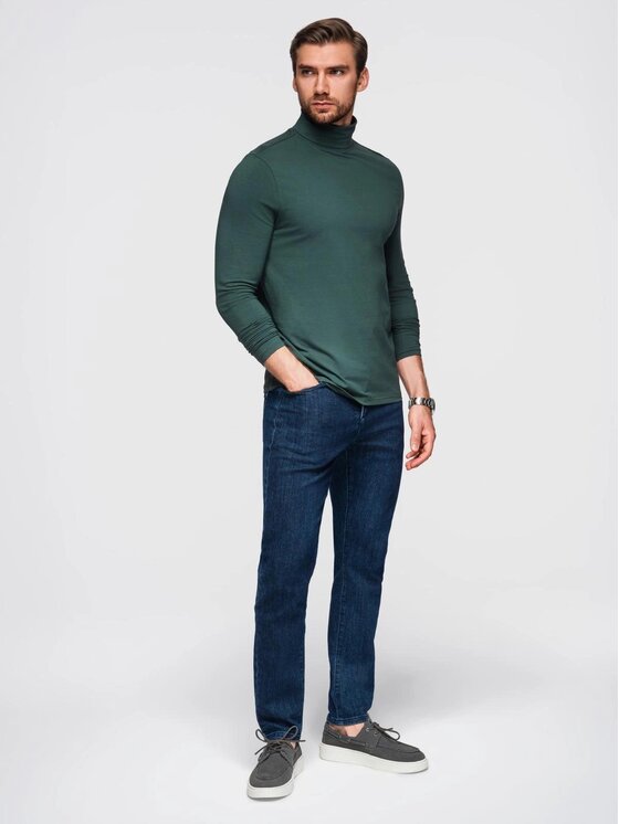 Ombre Ombre Longsleeve OM-LSCL-0130 Zielony Slim Fit