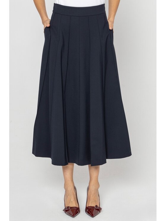 Deni Cler Milano Deni Cler Milano Spódnica midi W-DC-7062-D5-J1-59-1 Granatowy A-Line Fit