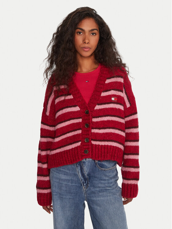 Tommy Jeans Tommy Jeans Kardigán Badge DW0DW21678 Piros Relaxed Fit