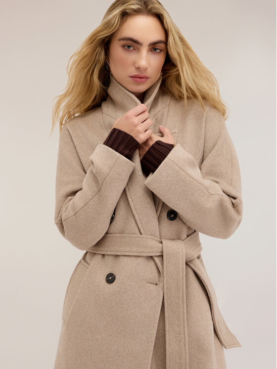 Motivi Motivi Cappotto invernale 0017W000144N002 Crema Over Fit