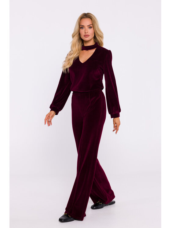 Made of Emotion Made of Emotion Kuloty M830 Bordowy Wide Leg
