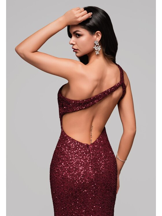 Ombre Ombre Sukienka wieczorowa LA-OM-DLR142 Bordowy Regular Fit