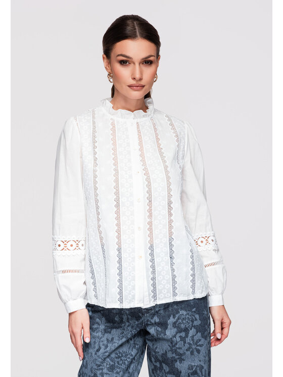 Ombre Ombre Koszula OW-SH-E0026 Biały Loose Fit