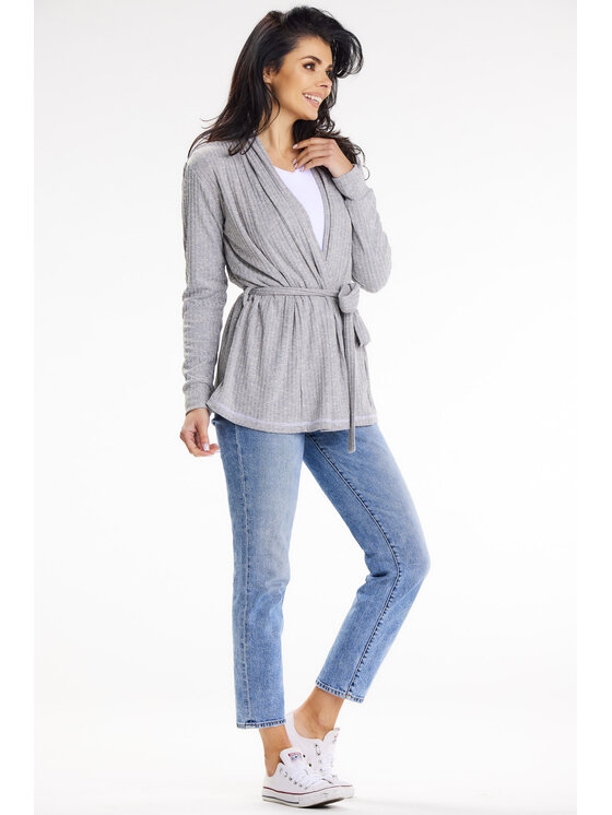 Awama Awama Sweter A655 Szary Basic Fit