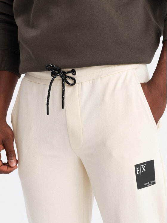 Ombre Ombre Spodnie dresowe OM-PASK-0167 Beżowy Regular Fit