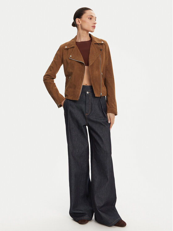 Serge Pariente Serge Pariente Usnjena jakna Oxford Vs Rjava Slim Fit