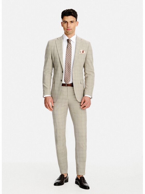 Pako Lorente Pako Lorente Spodnie garniturowe P26SF-6G-040 Beżowy Slim Fit