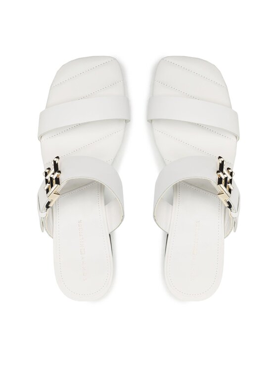 Tommy Hilfiger Tommy Hilfiger Natikači Hardware Block Mid Heel FW0FW07017 Bela