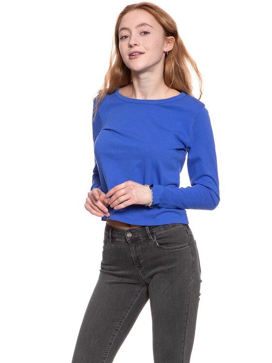 Wrangler Wrangler Blusa B&Y LS CROP Blu Regular Fit