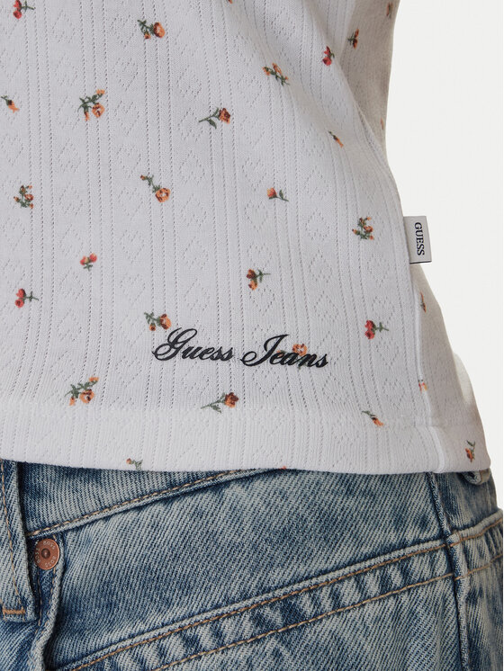 Guess Jeans Guess Jeans Top W6GPB5 KH172 Valge Regular Fit