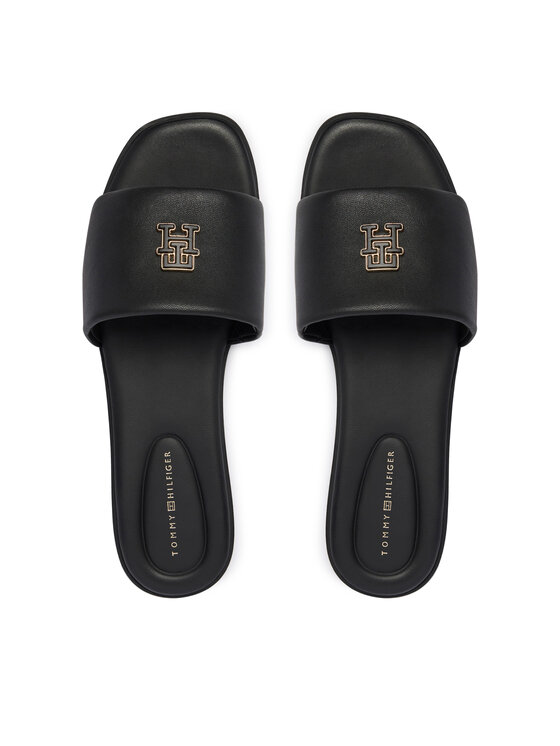 Tommy Hilfiger Tommy Hilfiger Чехли Th Logo Hardware Leather Mule FW0FW09292 Черен