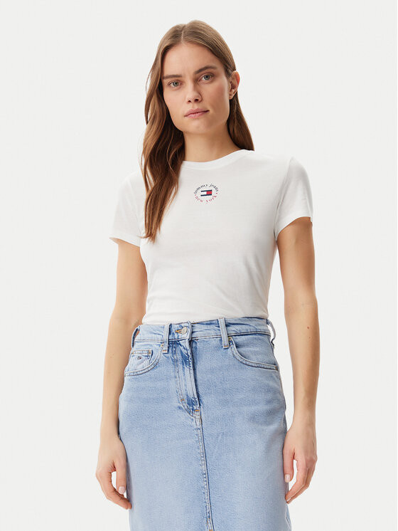Tommy Jeans Tommy Jeans Tricou Essential DW0DW20316 Alb Slim Fit