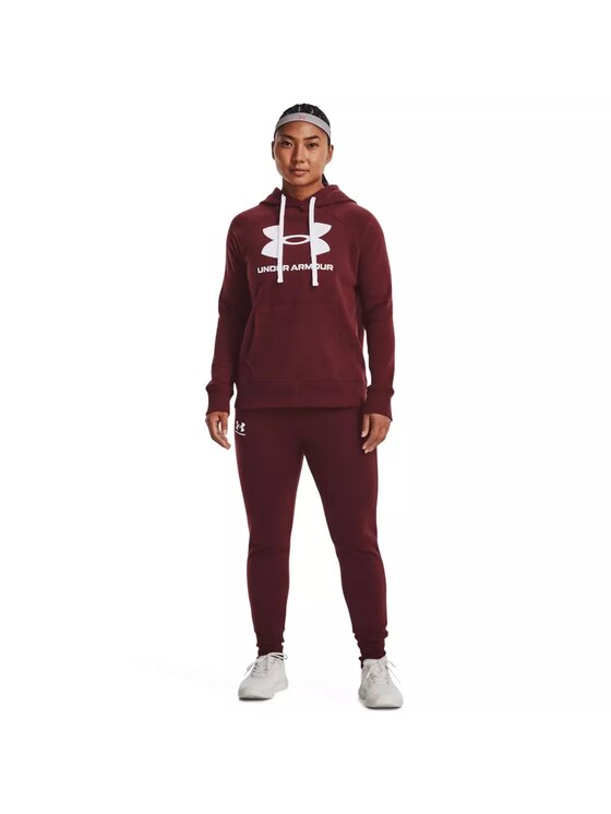 Under Armour Under Armour Legginsy Rival Fleece Joggers Bordowy Regular Fit