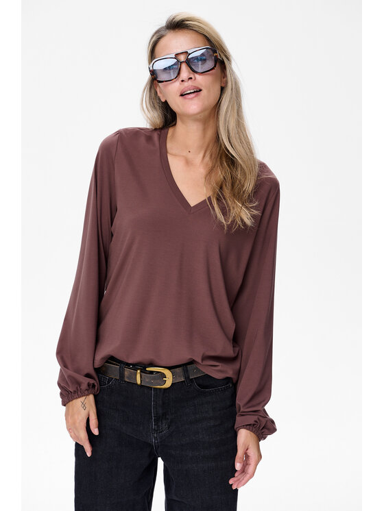 blue shadow blue shadow Bluzka Liczi Brązowy Regular Fit