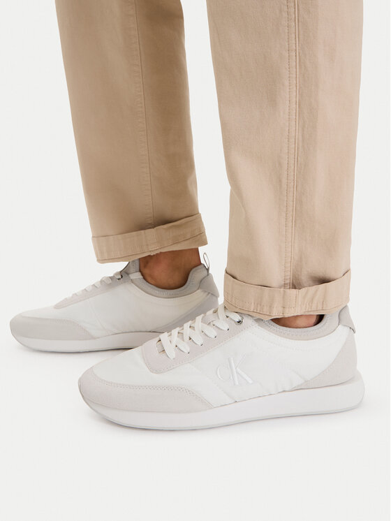 Calvin Klein Calvin Klein Sneakersy Retro Runner Sock Laceup Mix YM0YM01414 Biały