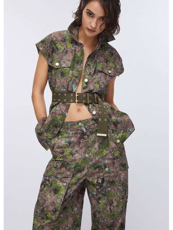 Liu Jo Liu Jo Spodnie materiałowe WA6125T433AP9360 Zielony Loose Fit