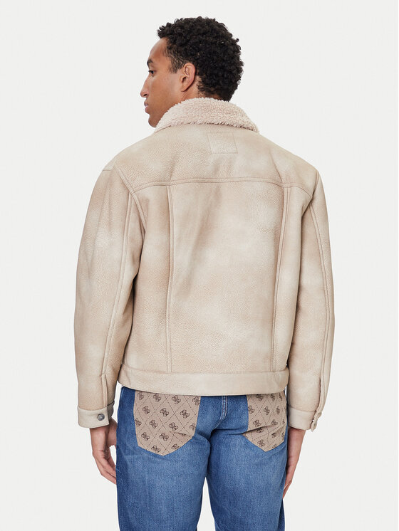 Guess Guess Μπουφάν από απομίμηση δέρματος M5BL0I W2500 Μπεζ Regular Fit
