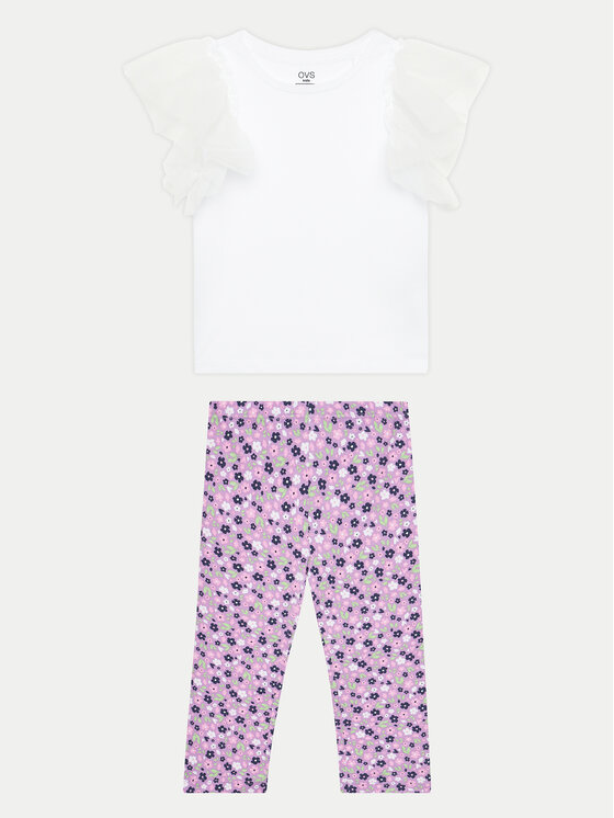 OVS Completo T-shirt e leggings 2034890 Bianco Regular Fit, taglia : 6_7Y