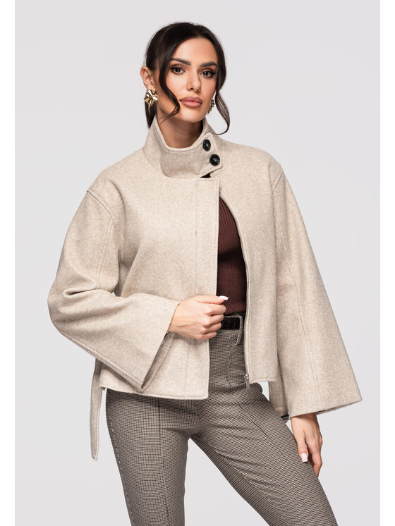 Ombre Ombre Kurtka przejściowa OW-JANP-0130 Beżowy Regular Fit