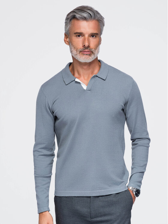 Ombre Ombre S dlouhým rukávem OM-POLS-0138 Šedá Regular Fit
