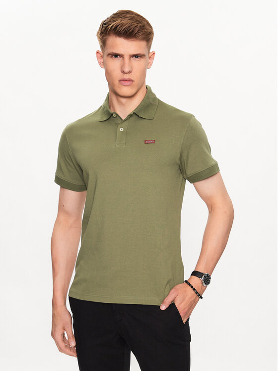 Guess Guess Polo majica Nolan M3YP66 KBL51 Zelena Slim Fit