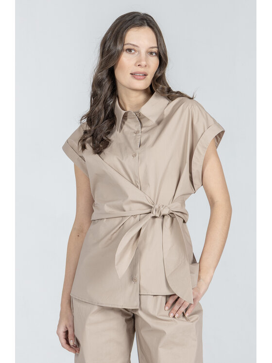 Deni Cler Milano Deni Cler Milano Bluzka T-DC-1227-F2-10-13-1 Beżowy Regular Fit