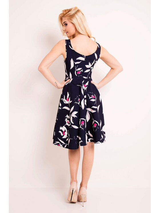 Awama Awama Sukienka koktajlowa L038 Granatowy Basic Fit