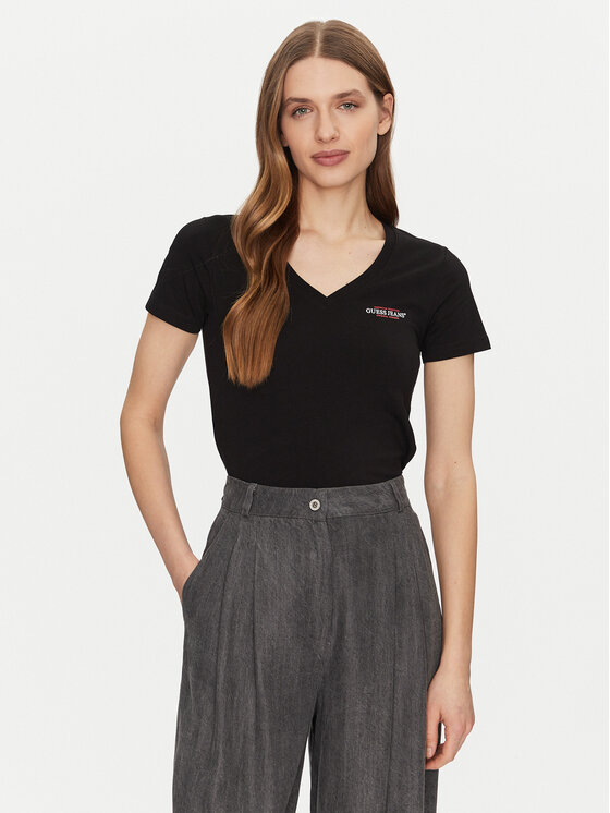 Guess Jeans Guess Jeans T-Shirt W4YI23 J1314 Černá Slim Fit