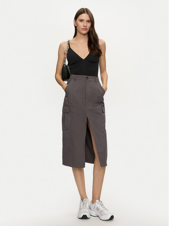 Brave Soul Brave Soul Midi szoknya LSKW-272NANCYCHA Szürke Regular Fit