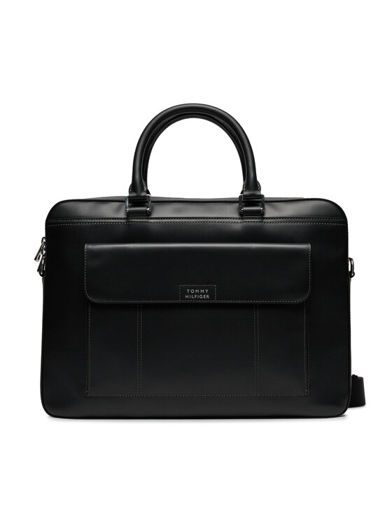 Tommy Hilfiger Tommy Hilfiger Taška na laptop Th Spw Leather Computer Bag AM0AM11818 Čierna