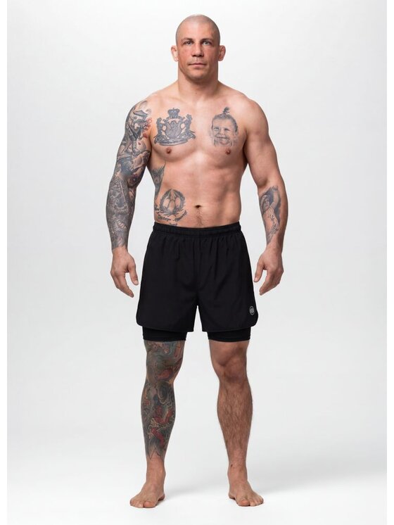 PITBULL PITBULL Szorty sportowe SPORT Czarny Regular Fit