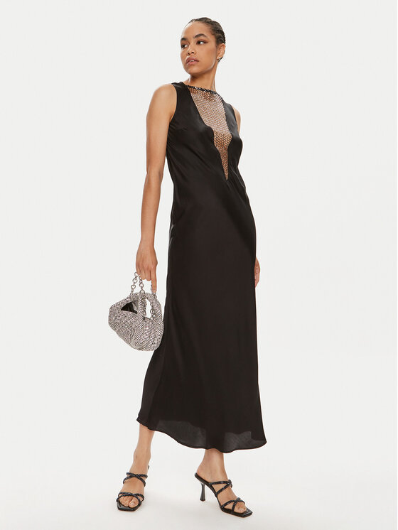 ROTATE ROTATE Cocktail obleka Arianna 112540100 Črna Slim Fit