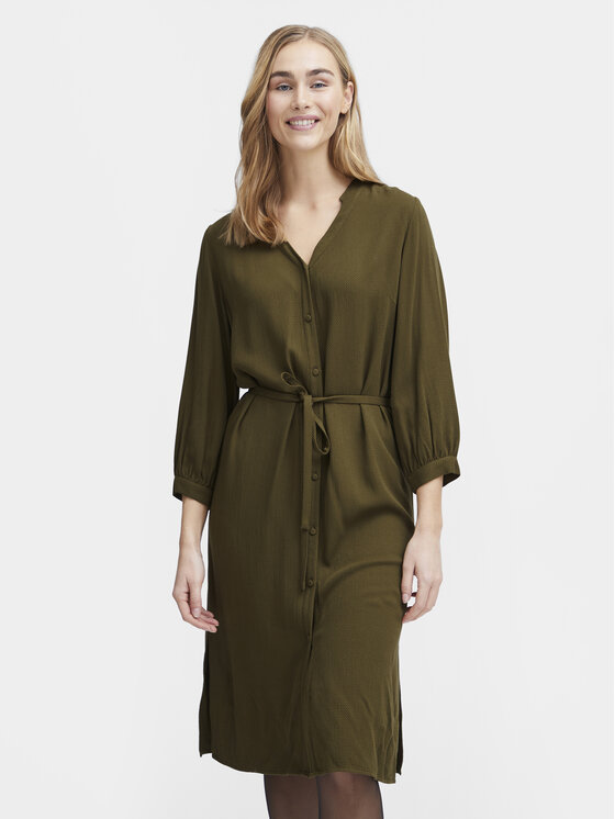 Fransa Fransa Haljina košulja 20613327 Zelena Regular Fit