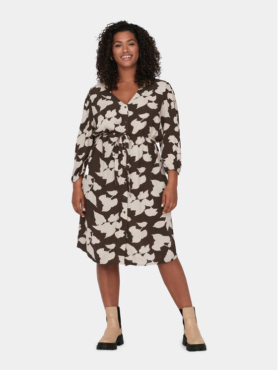 ONLY Carmakoma Vestito da giorno 15302130 Marrone Regular Fit, taglia : 48