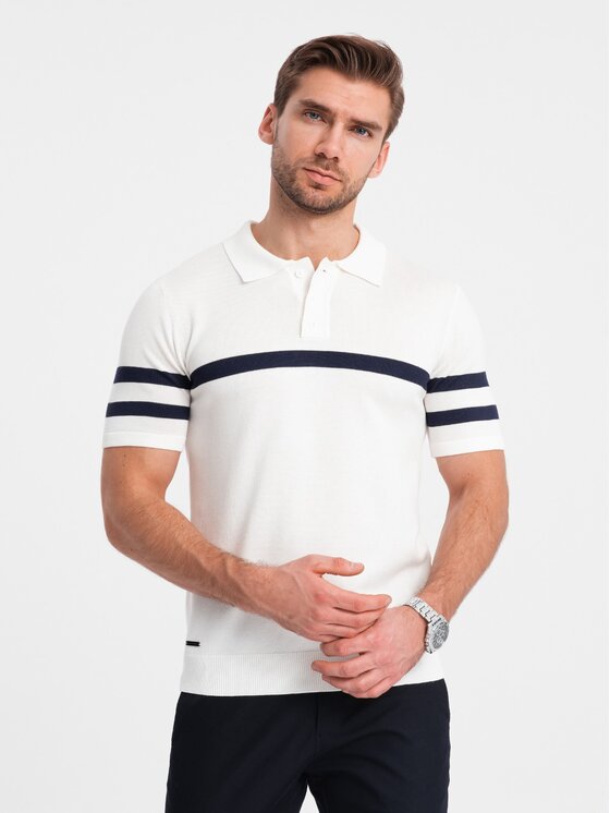 Ombre Ombre Polo OM-POSS-0118 Biały Regular Fit