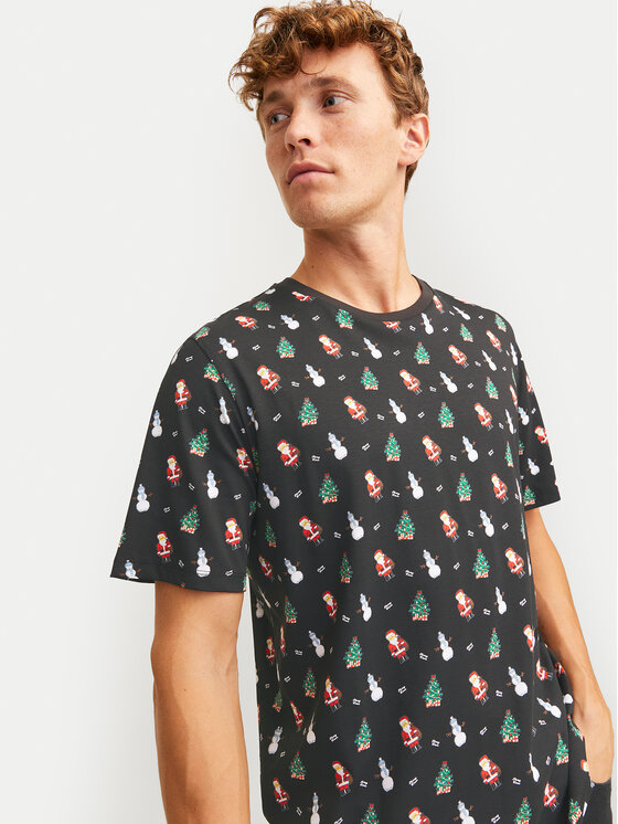Jack&Jones Jack&Jones T-shirt Xmas Merry 12265399 Crna Standard Fit