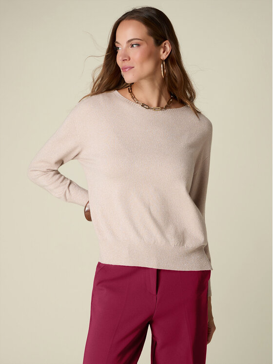 Oltre Oltre Sweter M157E102358N006 Kremowy Regular Fit