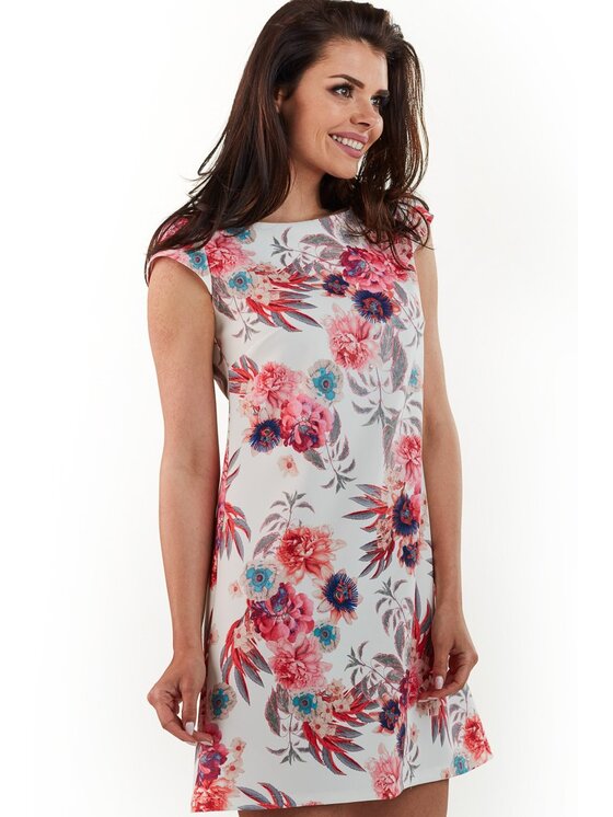 Awama Awama Sukienka letnia A226 Kolorowy Basic Fit