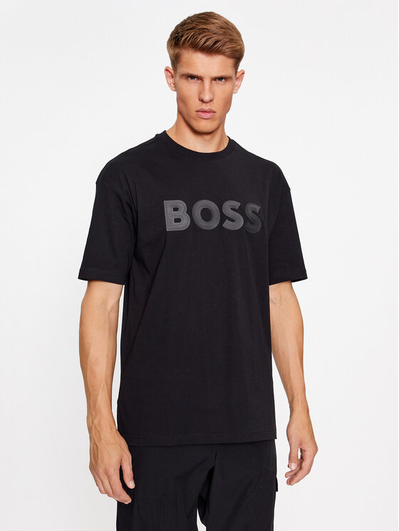 Boss T-shirt Tee Lotus 50501232 Nero Regular Fit, taglia : L