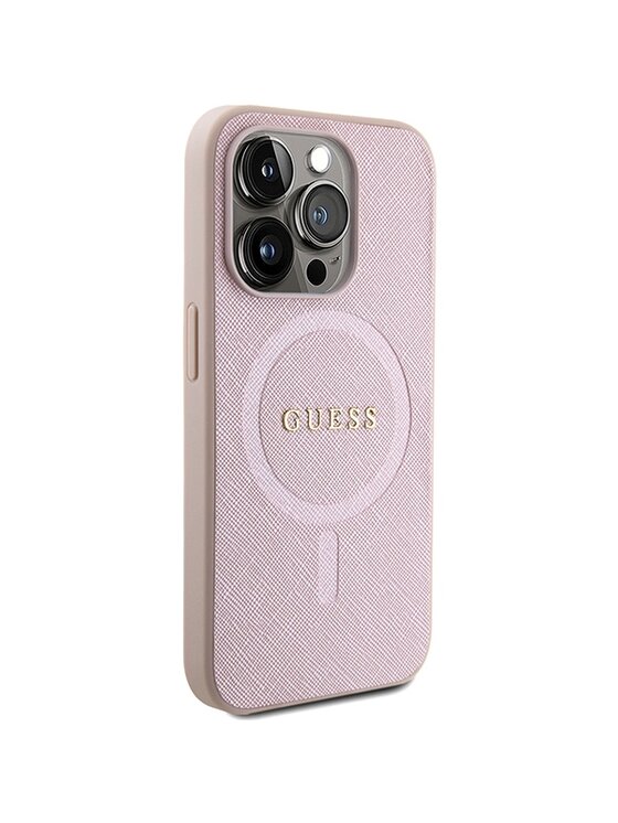 Guess Guess Etui na telefon Saffiano MagSafe Różowy