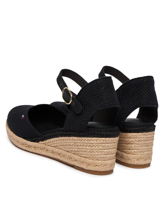 Tommy Hilfiger Tommy Hilfiger Espadrilles Mid Wedge Espad Closed Toe FW0FW09233 Fekete