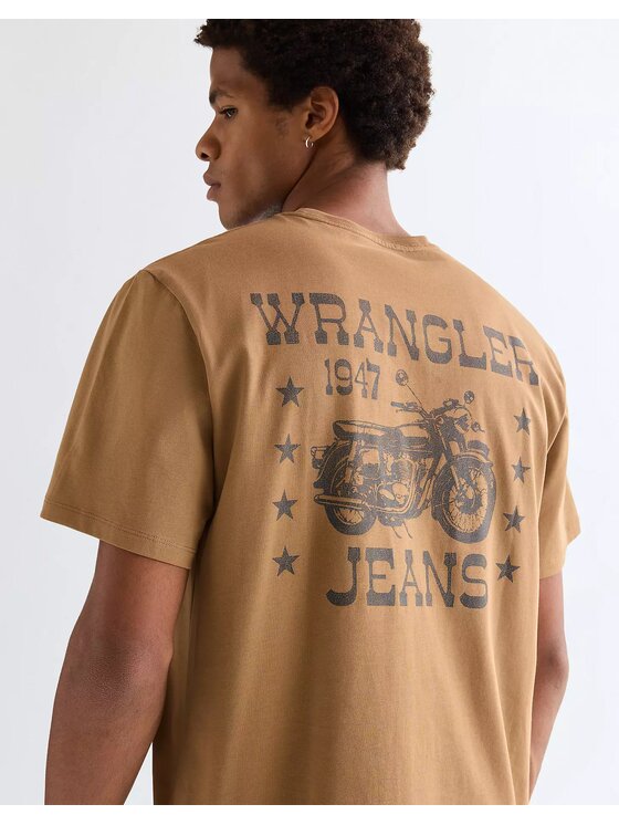 Wrangler Wrangler T-Shirt GRAPHIC TEE Beżowy Relaxed Fit