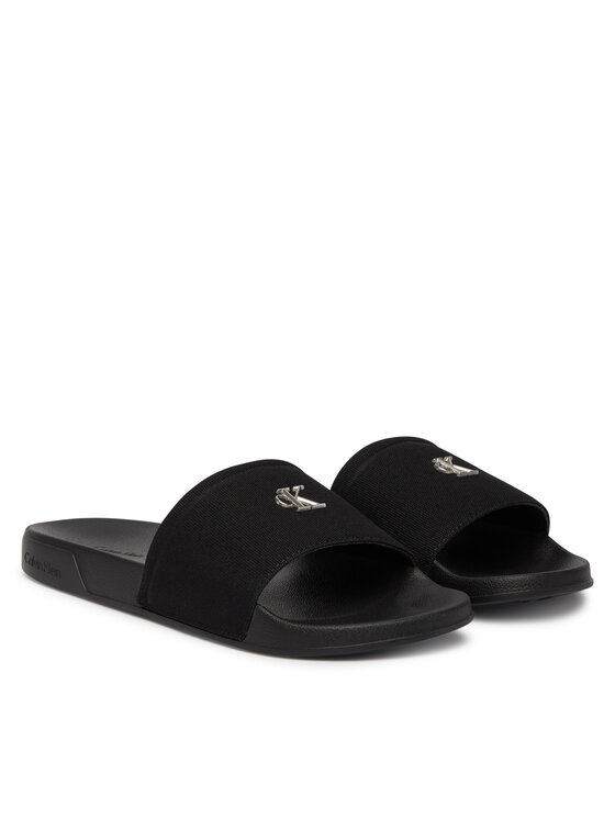 Calvin Klein Calvin Klein Šľapky Nemo - Canvas Signature Logo Sliders HW0HW02960 Čierna