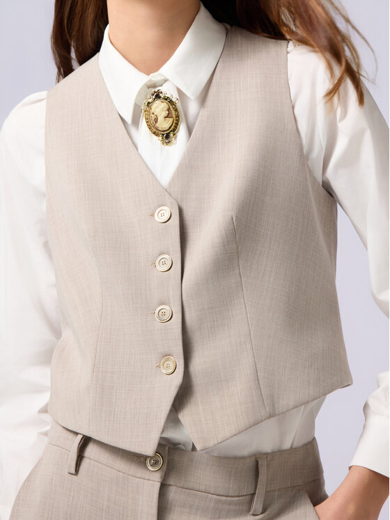 Oltre Oltre Marynarka L021R000026N002 Kremowy Cropp Fit